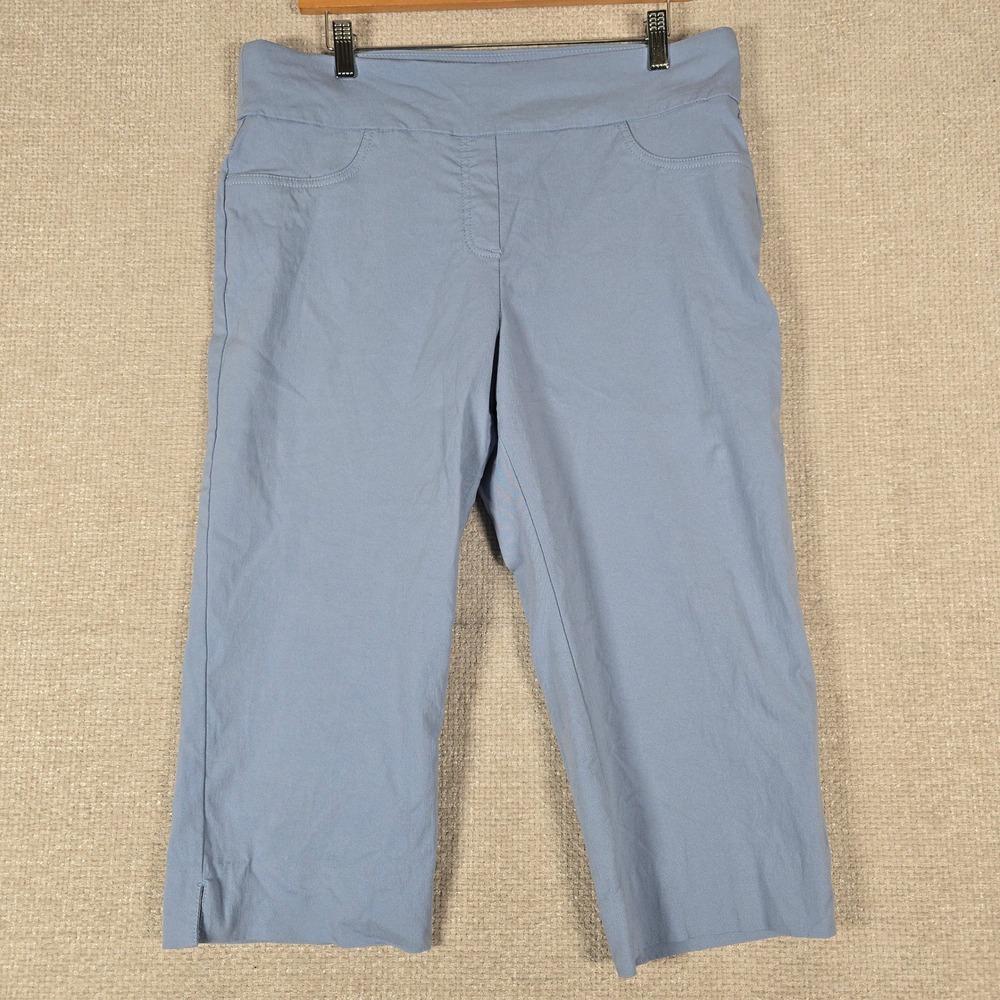 Ruby‎ Rd Womens Dusty Blue Pull On Capri Pants 99179 Size 16-18 Approx 36 Waist